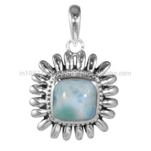 Hermoso Larimar piedras preciosas y 925 plata esterlina diseñador colgantes boda y desgaste del partido joyería